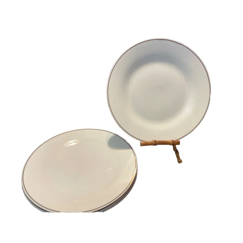 Royal Norfolk White Gold Rim Dinner Plates New Set Of 4